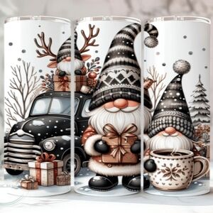 Festive Gnome Holiday Tumbler Set - Black and White